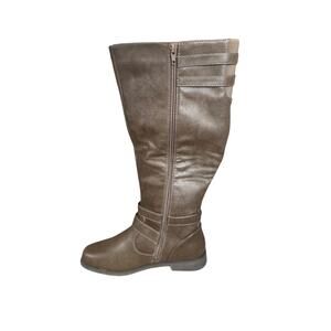 JustFab Womens Hally Flat Knee High Riding Boots 8.5 Brown Buckle Equestrian